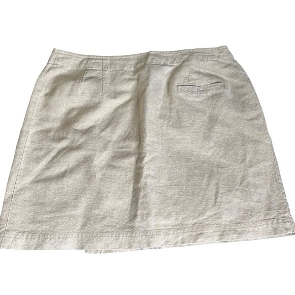 J Jill Linen Blend Full Wrap Skirt Size 18 Beige Short Unlined Pocket Button - Picture 3 of 4